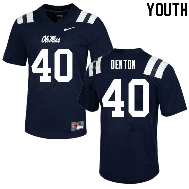 Jalen Denton Ole Miss Rebels NCAA Youth Navy #40 Stitched Limited College Football Jersey JDV4358HI